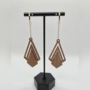 Geometric Brown and Gold Earrings